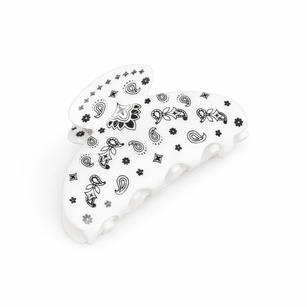 Paisley Print Hair Clip - White